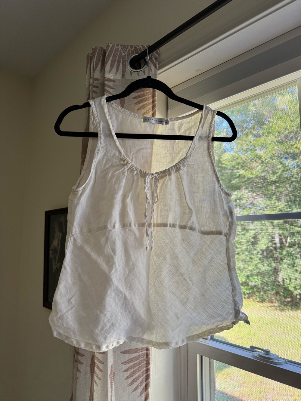 Sleeveless Tie-Front Linen Blouse